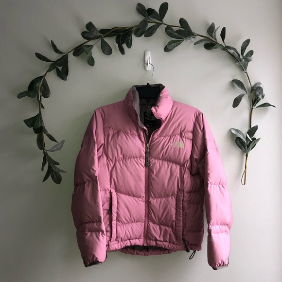 pink puffer jacket north face